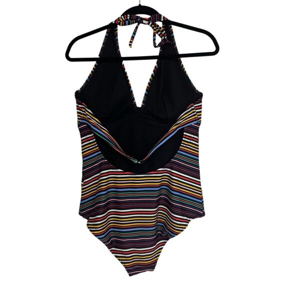 Old Navy Halter Underwire One Piece Swimsuit in Multi Stripe - Size XXL - Picture 2 of 8